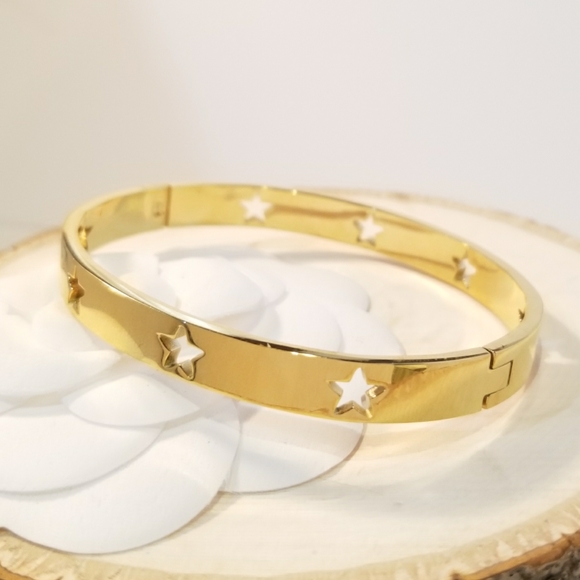 18K Gold Plated over Stainless Steel Bracelet Cuff - Picture 6 of 6